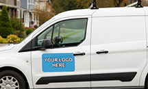 Rectangular vehicle magnets on a car door