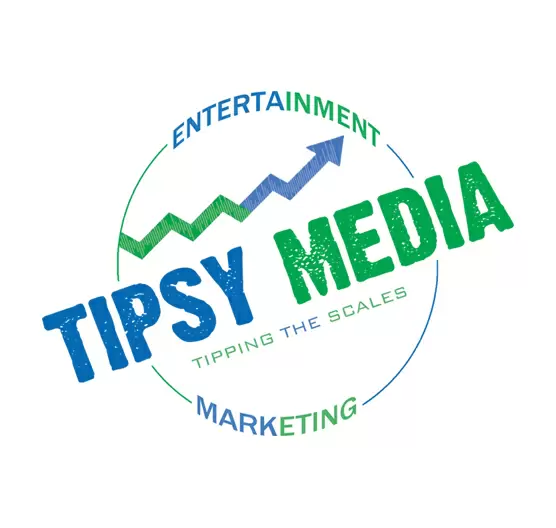 Tipsy Media LLC Official Logo, a purple and white abstract design